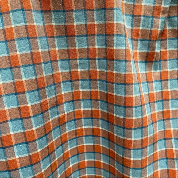 LL Bean Wrinkle Free Orange Blue Plaid Button-Down Shirt Men's Size Medium - Picture 5 of 5